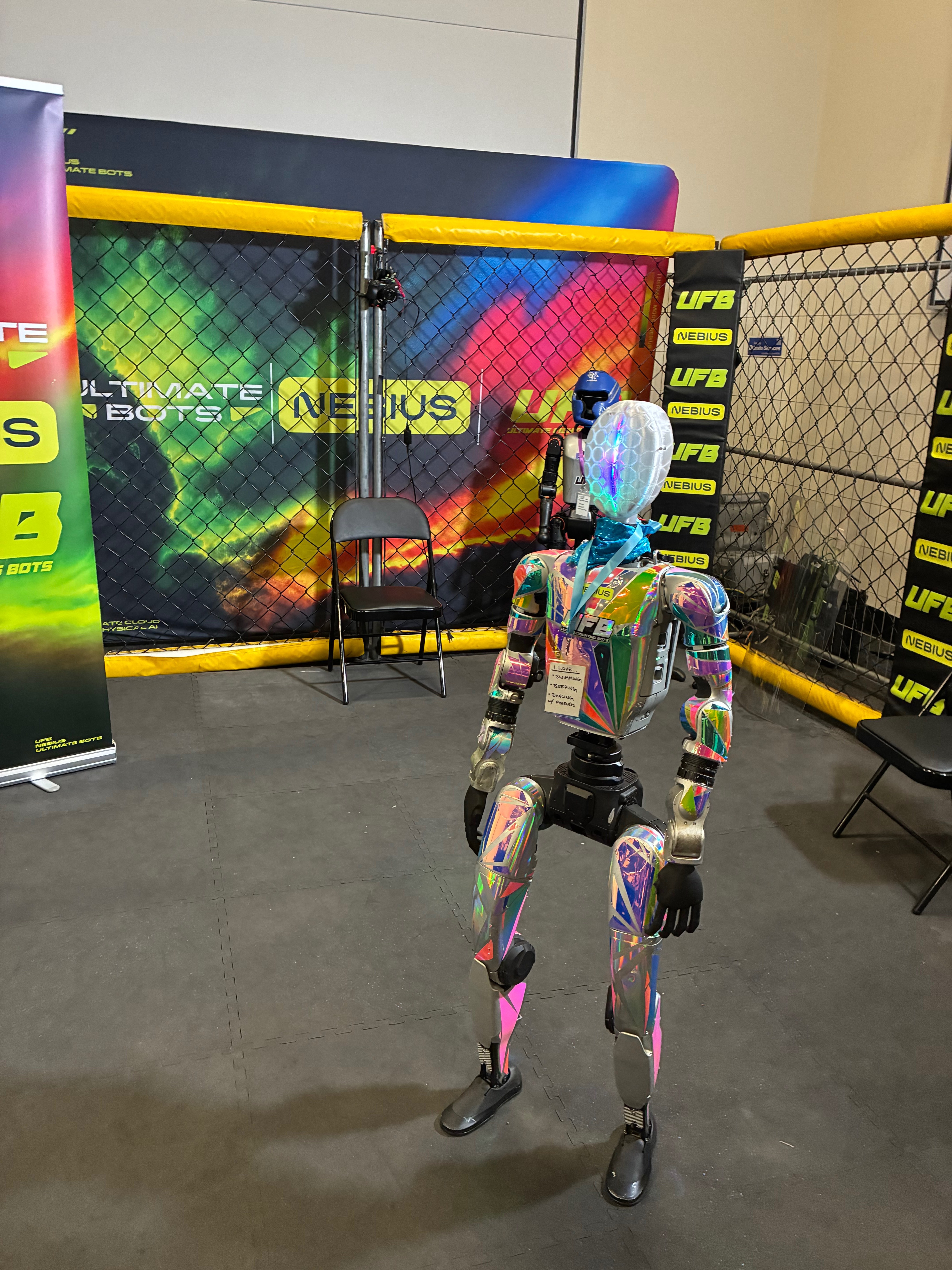 Chloe the Unitree G1 in her holographic panels at an event